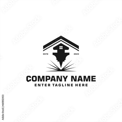 Laser Cutting logo design, laser cutting vector, vintage laser cutting