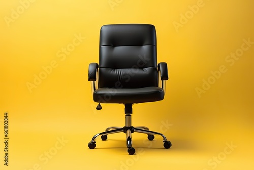 leather office chair on a yellow background 