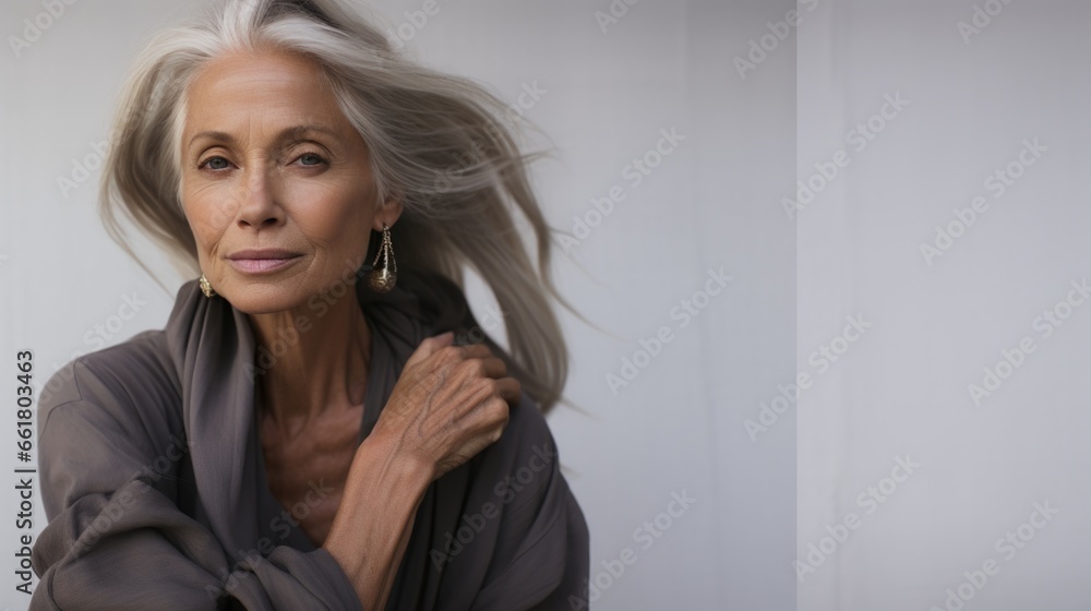 Portrait of an old gray-haired woman. Portrait of an old gray-haired woman.