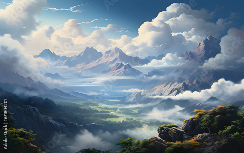 Majestic Cloud-Covered Mountain Landscape
