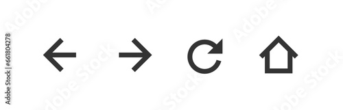 Web browser icons, back, forward, page refresh, home, history symbols.