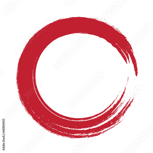Enso zen stroke red circle japanese brush symbol vector illustration.