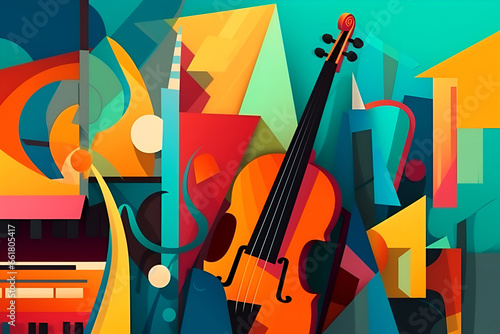 Colorful retro abstraction of musical instruments 2