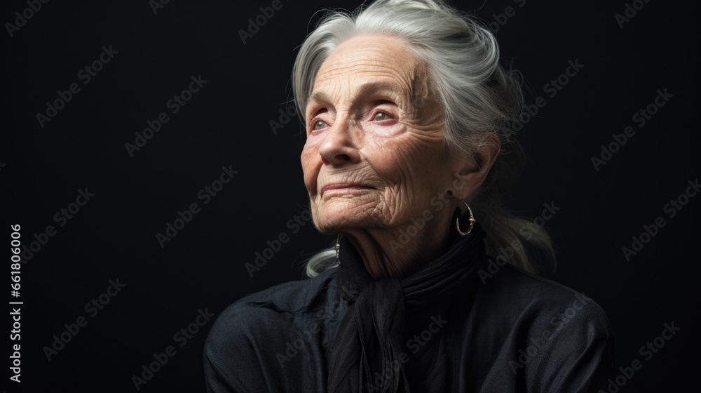 Portrait of an elderly stylish lady. Decent old age and pension. Feminine beauty. Portrait of an elderly stylish lady. Decent old age and pension. Feminine beauty.