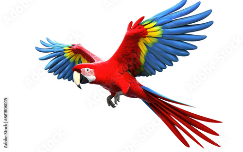 3D Cartoon Image of Scarlet Macaw on transparent background