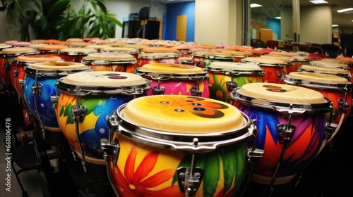 Samba Drums Setting The Rhythm. Сoncept Carnival Vibes, Energetic Beats, Brazilian Dance, Rhythmic Grooves photo
