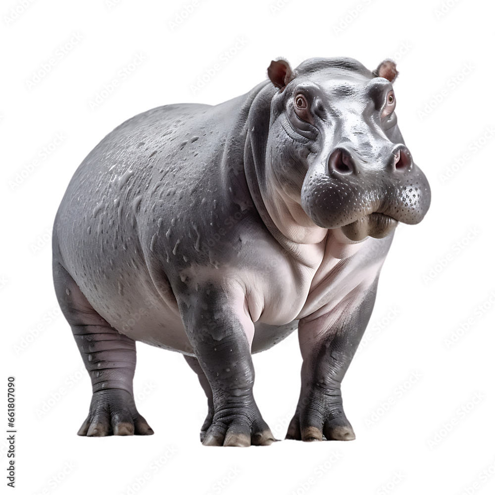 Fototapeta premium Hyper Realistic Hippo Isolated on Transparent or White Background, PNG