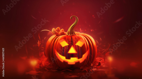 Illustration of a Halloween pumpkin in red tones.