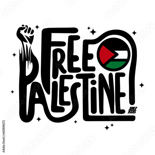 Hand-drawn typography of Free Palestine