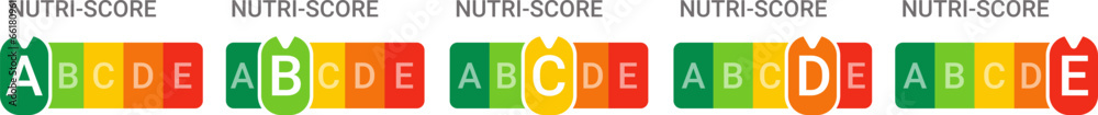 nutri-score set - food nutrition label, symbol of healthy eating