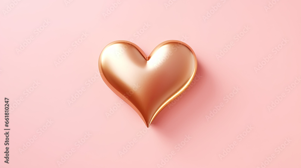 golden heart on a pink background 