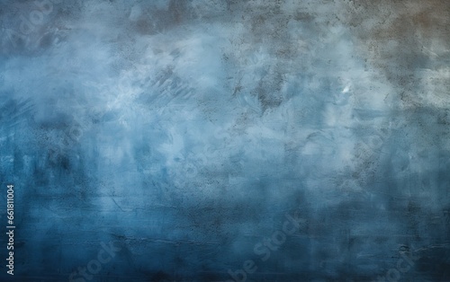 Beautiful blue color grunge background with copy space  abstract stucco wall texture with holes and scuffs