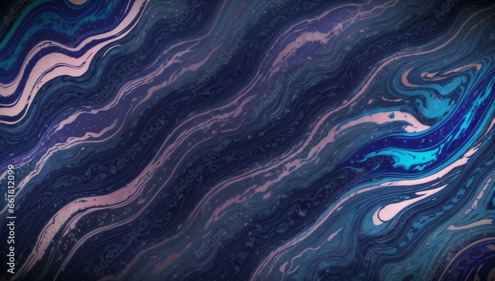 Obraz premium (4K) Abstract Oil Surface texture wallpaper/background, Blue & Black, AI