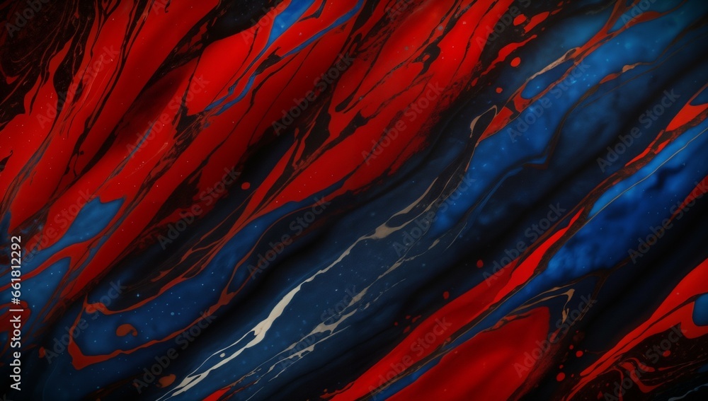 Obraz premium (4K) Abstract Oil Surface texture wallpaper/background, Blue & Red, AI