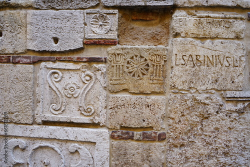 Ancient wall stones in Montepulciano, Tuscany, Italy