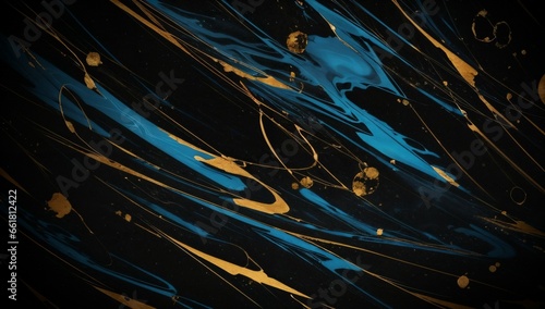 (4K) Abstract Oil Surface texture wallpaper/background, Black & Blue , AI