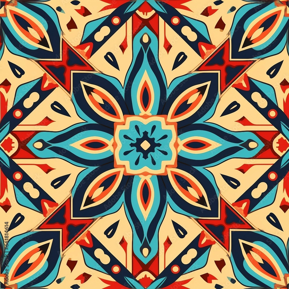 Symmetrical Elegance in Fabric Seamless Pattern