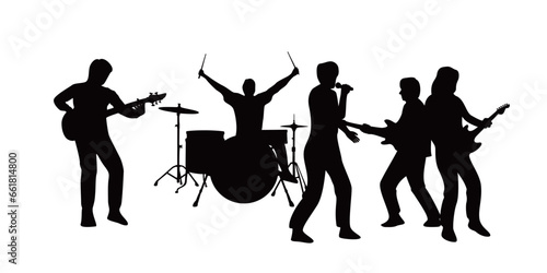group band silhouette design. music concert vector illustration.