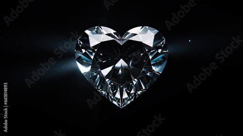 heart shaped  diamond on a black background 