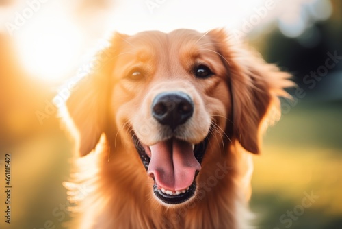 Primer plano de un perro sonriente y divertido. Bienestar animal. Cuidado de mascotas.  © Carmen Martín J.