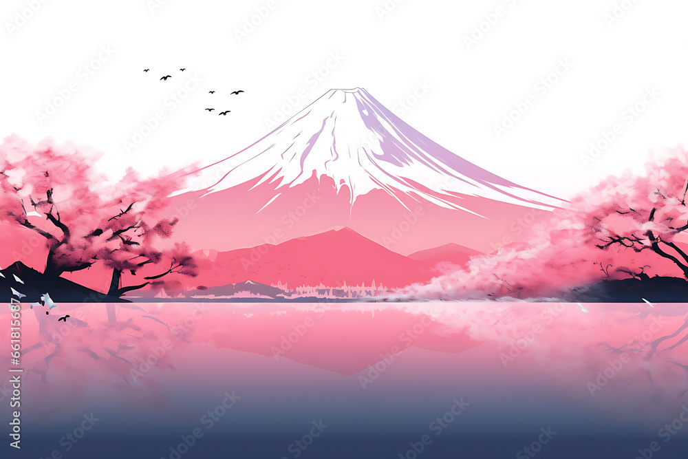 Abstract of Mount Fuji, Japan illustration isolated white background
