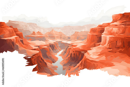 Abstract of Grand Canyon illustration isolated white background