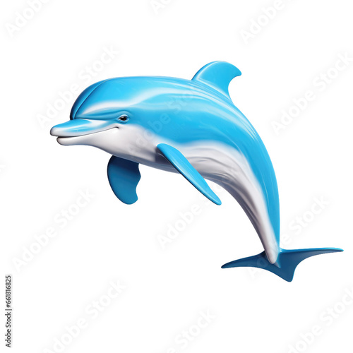 3D Cartoon of Aqua breeze Dolphin on transparent background