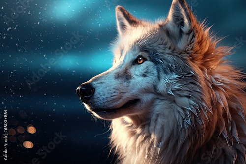 close up wolf in the moonlight