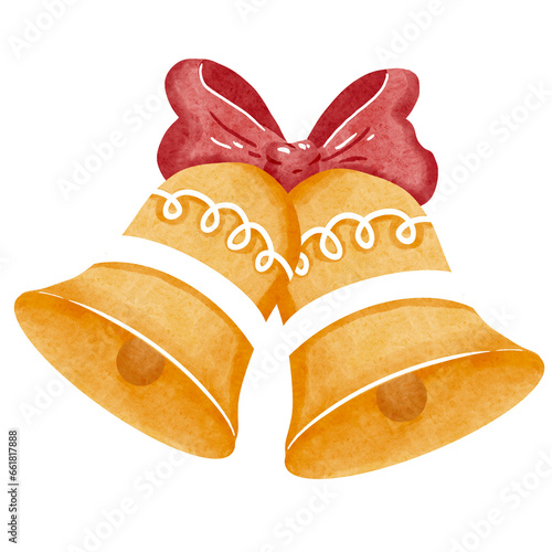 christmas bells with red ribbon