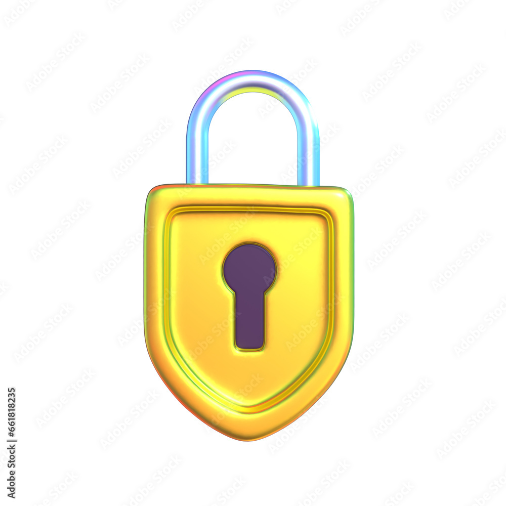Golden Padlock 3D Design Golden Padlock 3D Design