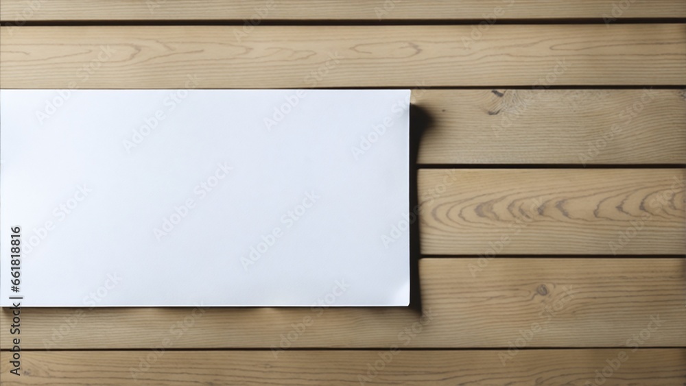 White blank paper on wooden table White blank paper on wooden table