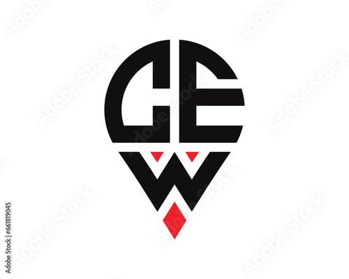 Free Download CEW letter location shape logo design. CEW letter location logo simple design. - GFXLoad