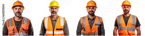 Collection of male worker in helmet on white background © terra.incognita