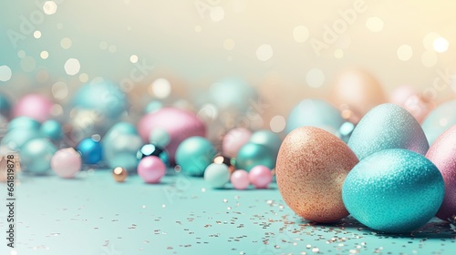 easter decoration  colorful easter eggs illustration background  ai generated