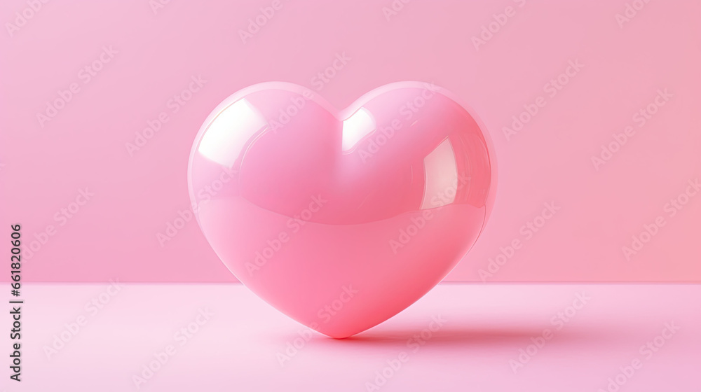 pink heart on a pastel pink background, Valentine's Day banner, place for a text 