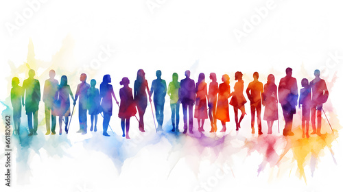 Abstract group of crowded colorful people illustration