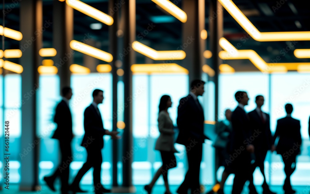 Obraz premium Office Life in Motion A Dynamic Business Environment blur motion ai generated