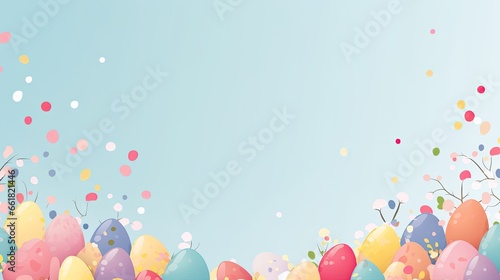 easter decoration, colorful easter eggs illustration background, ai generated