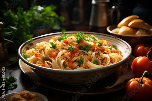 pasta with tomato sauce and basil, generative ai