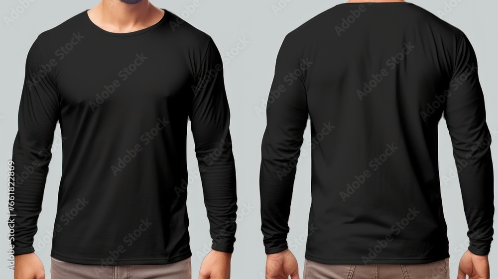 Black t shirt front and back view