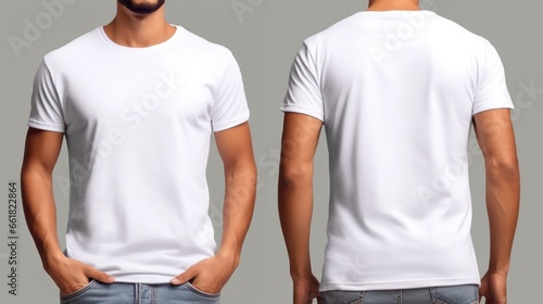 Foto White t shirt front and back view