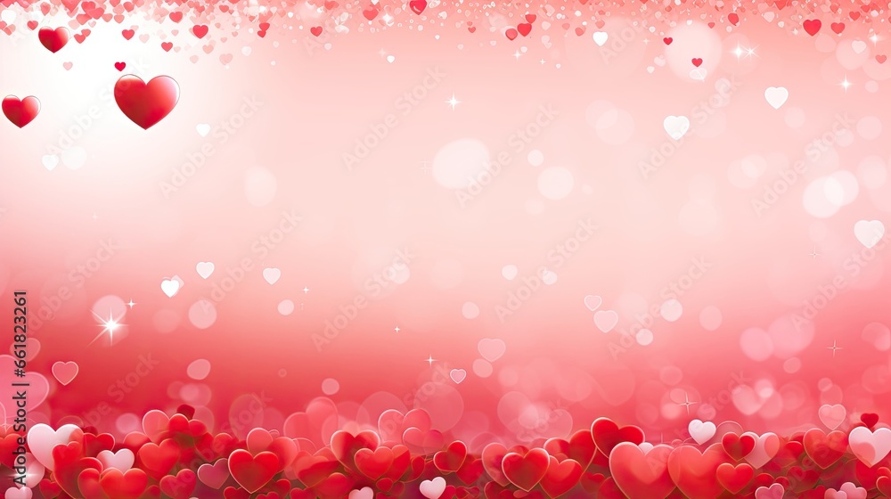 pink background with hearts, valentines day love romantic  illustration with copy space, ai generated