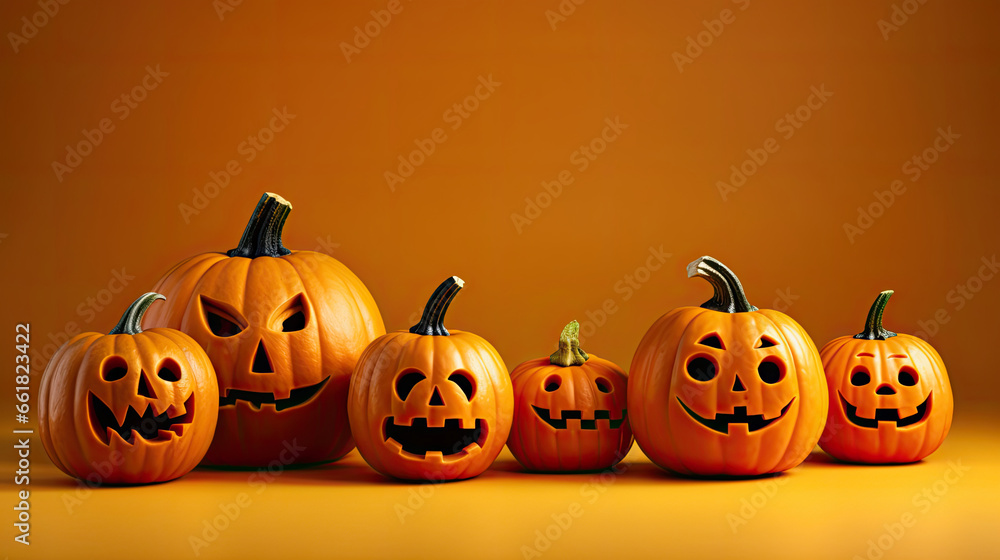 Halloween pumpkins on a lime background. Halloween pumpkins on a lime background.