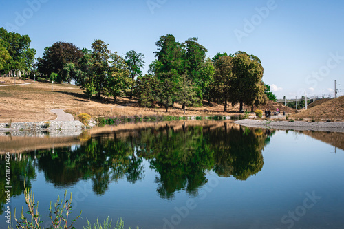 park, lake and forest