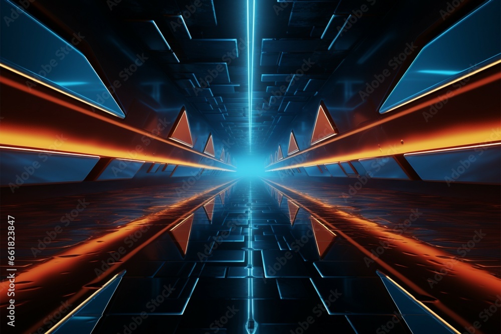 Abstract sci fi backdrop showcases modern race with forward arrow tech ...