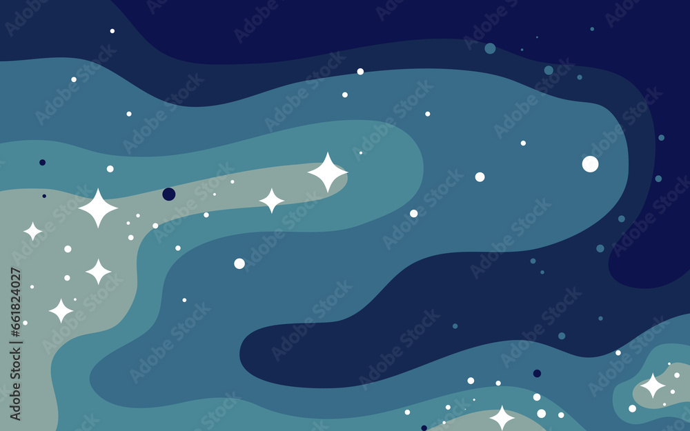 Vector space background . Cute flat style template with Stars in Outer space Vector space background . Cute flat style template with Stars in Outer space