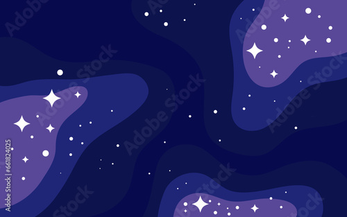 Vector space background . Cute flat style template with Stars in Outer space