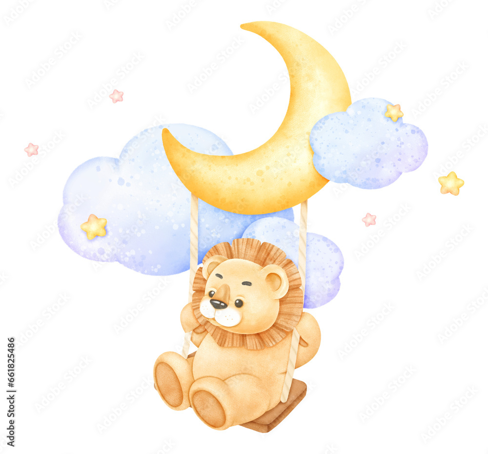 Cute Lion Playing Swing Cute Lion Playing Swing
