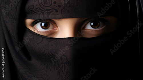 Woman muslim burqa covered face