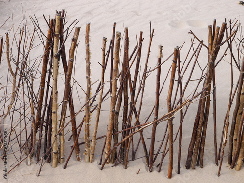 Rustic Beach Arrangement: Sticks and Sand Patterns